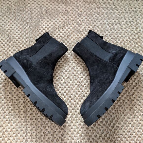 LA CANADIENNE Braydon Waterproof Suede Leather Black Lug Sole Chelsea Boot 39 - Picture 3 of 10